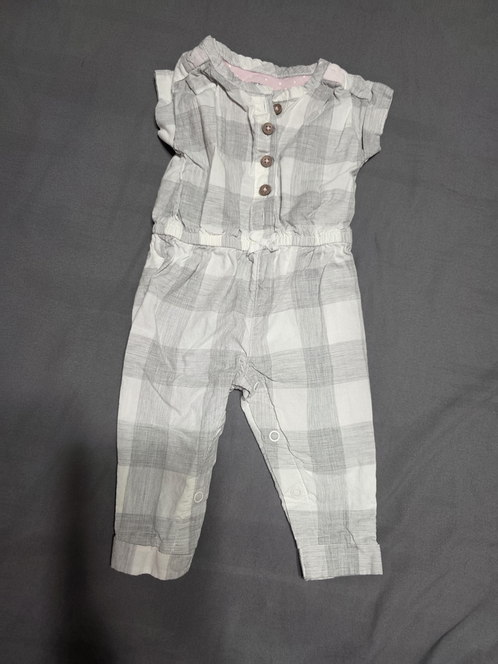 Carter's Gray and White Plaid Baby Jumpsuit